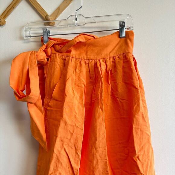 Stockholm Atelier & Other Stories Linen Orange Crop Top and Midi Skirt Set XS/2 - Picture 8 of 12
